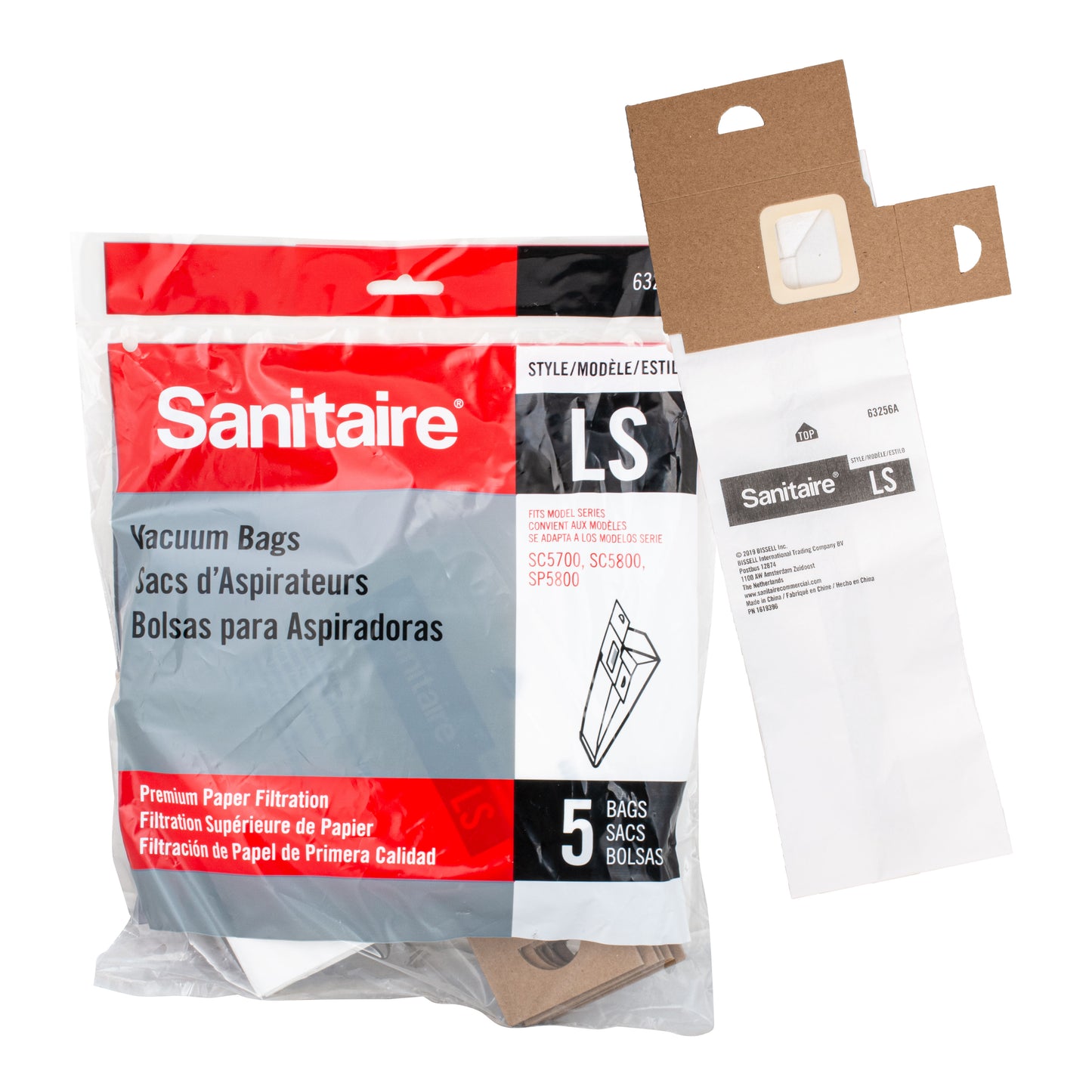 Bag - Paper - Sanitaire upright SC5713, SC5816, SP5816 / Eureka upright 5700 & 5800 - style LS (5) - OEM